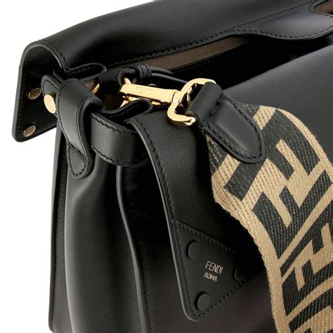 Fendi leather shoulder/crossbody bag, black with gold hardware